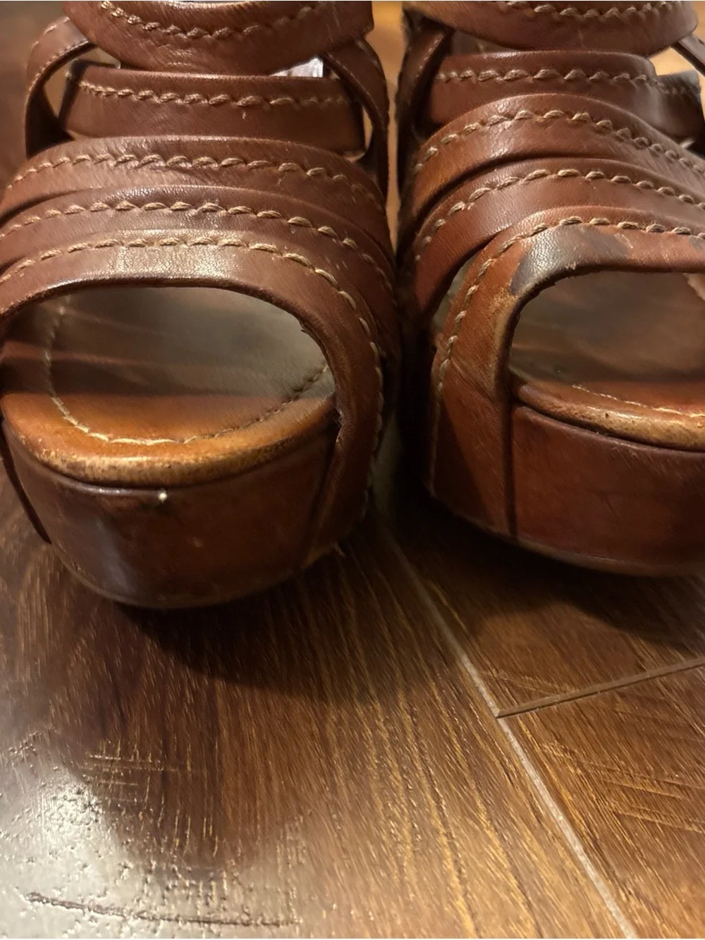 Miu Miu Brown Nappa Washed Leather Wedges Sz 39.5 US 9.5